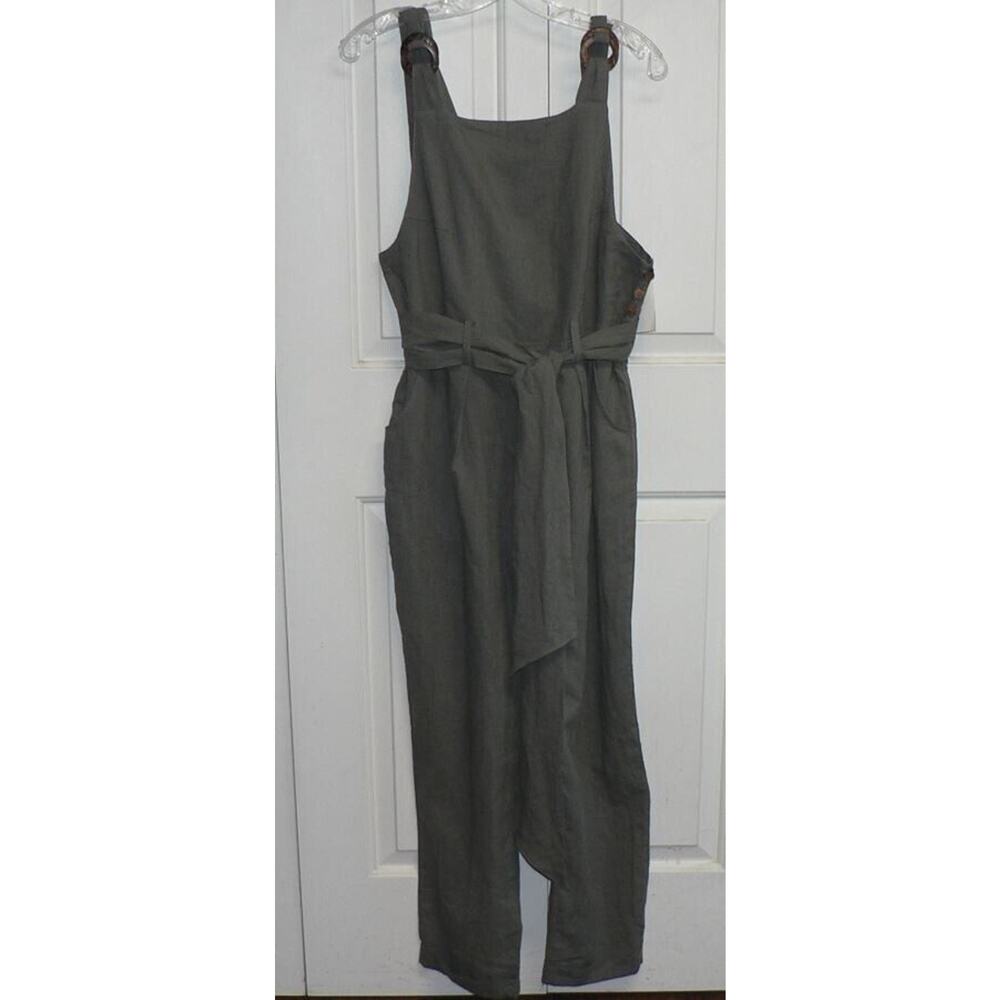 Wishlist Women's Adjustable Strap Belted Rayon Jumpsuit in Olive Medium $86